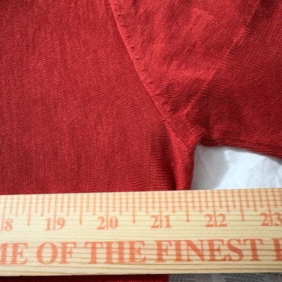 Eileen Fisher Burnt Orange Cowl Neck Silk/Linen Lightweight Knit Top. Size L - Picture 10 of 10